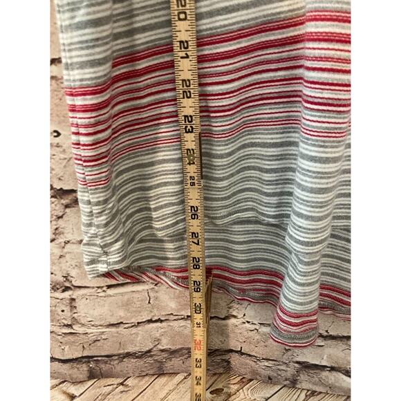 Christopher Banks Sunday Top Womens 1X Gray Red Striped Cowl Neck Stretch Plus - Picture 9 of 13